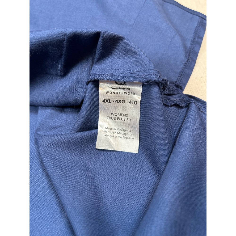 WonderWink WonderWork Womens 4XL Navy Blue V-Neck Scrub Top Style 101 Plus Size - Picture 6 of 8